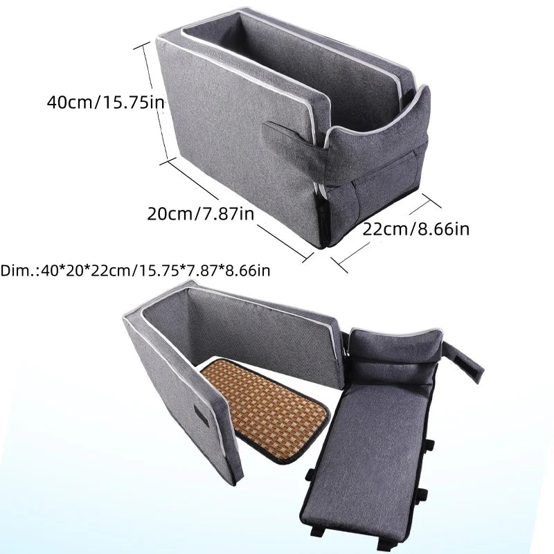 Car Center Console Pet Bed Mat Fiber Pet Safety Seat Essential for Cat & Do Travel Small Pet Car Carriernon-Slip Pet Car S