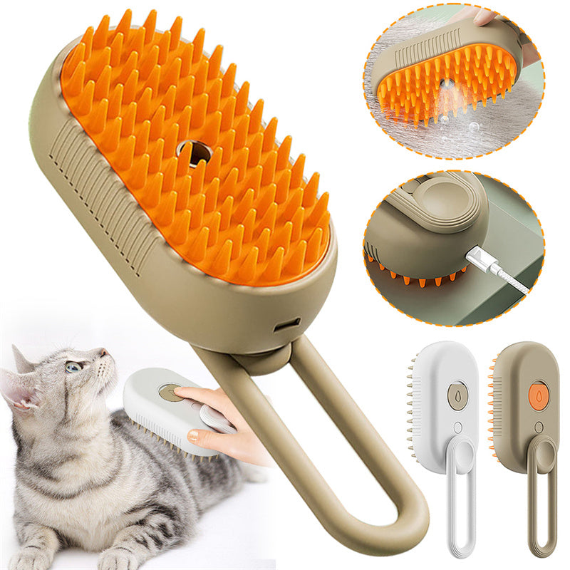 Dog fur detangled using electric steam pet brush