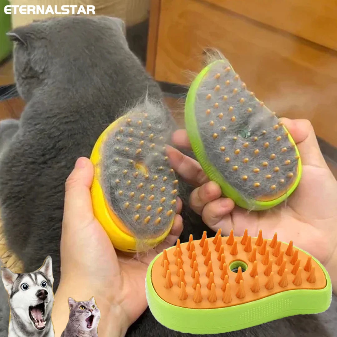 Pet grooming brush used on cat and dog for grooming and massage