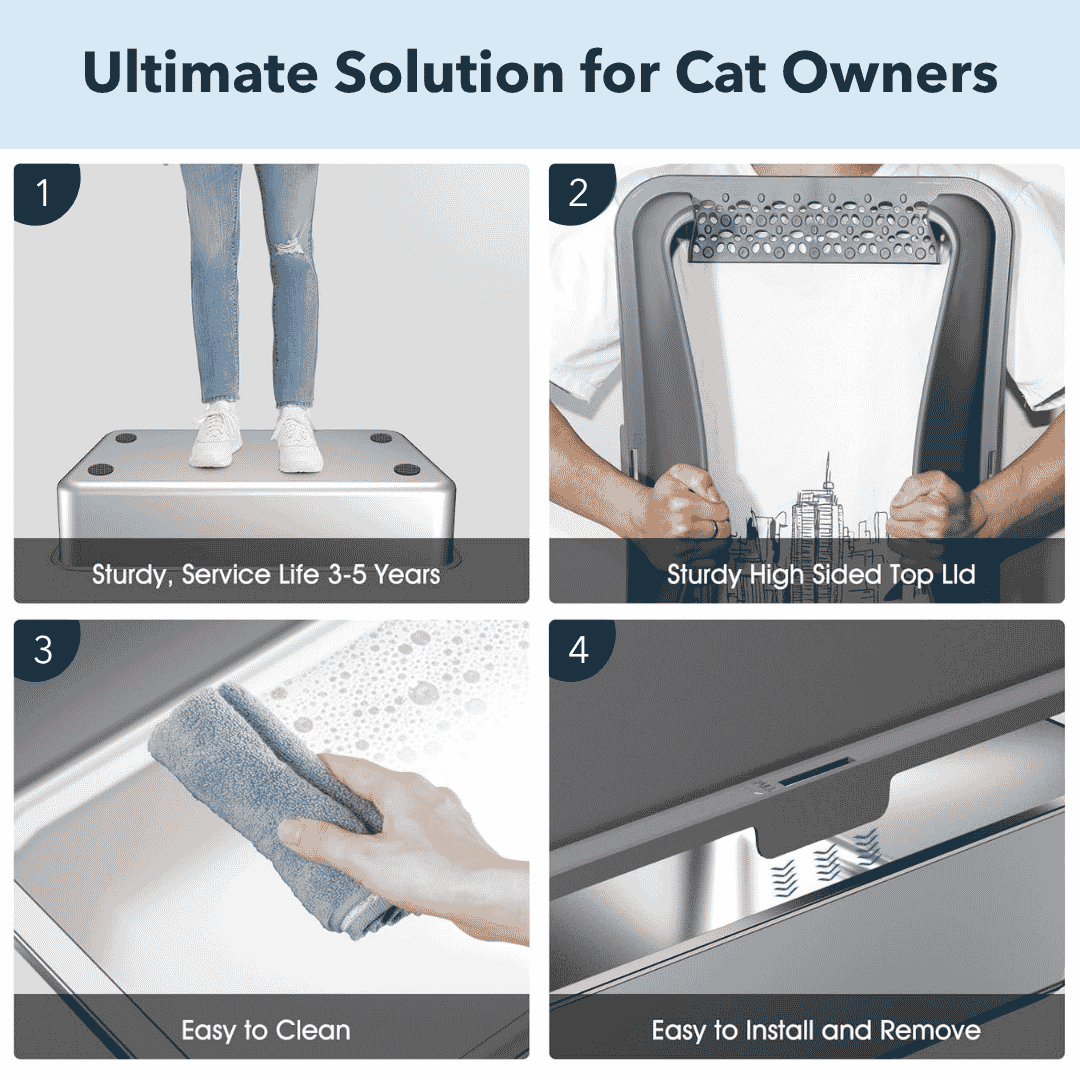 304 stainless steel cat litter box for multi-cat households