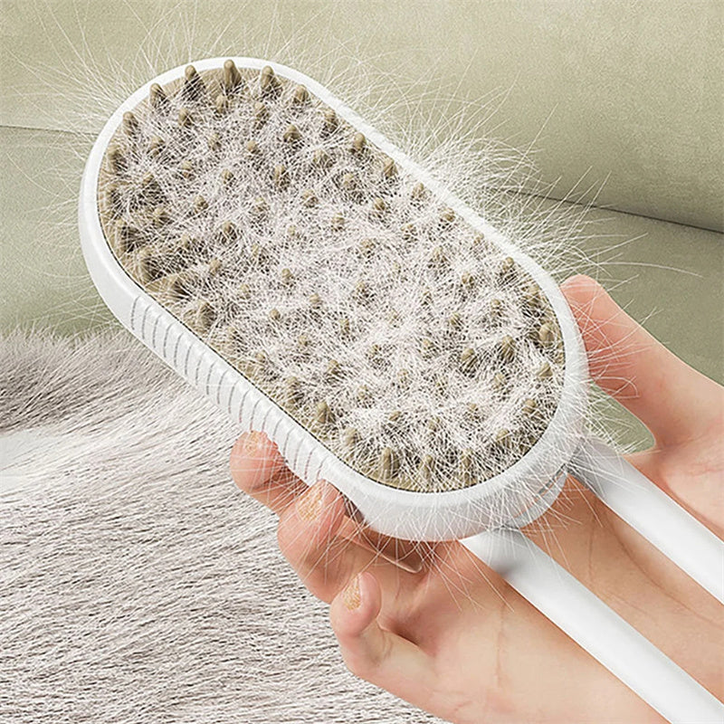 Electric steam pet brush shown in porcelain white color