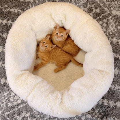Deep dish donut cat bed for indoor cats