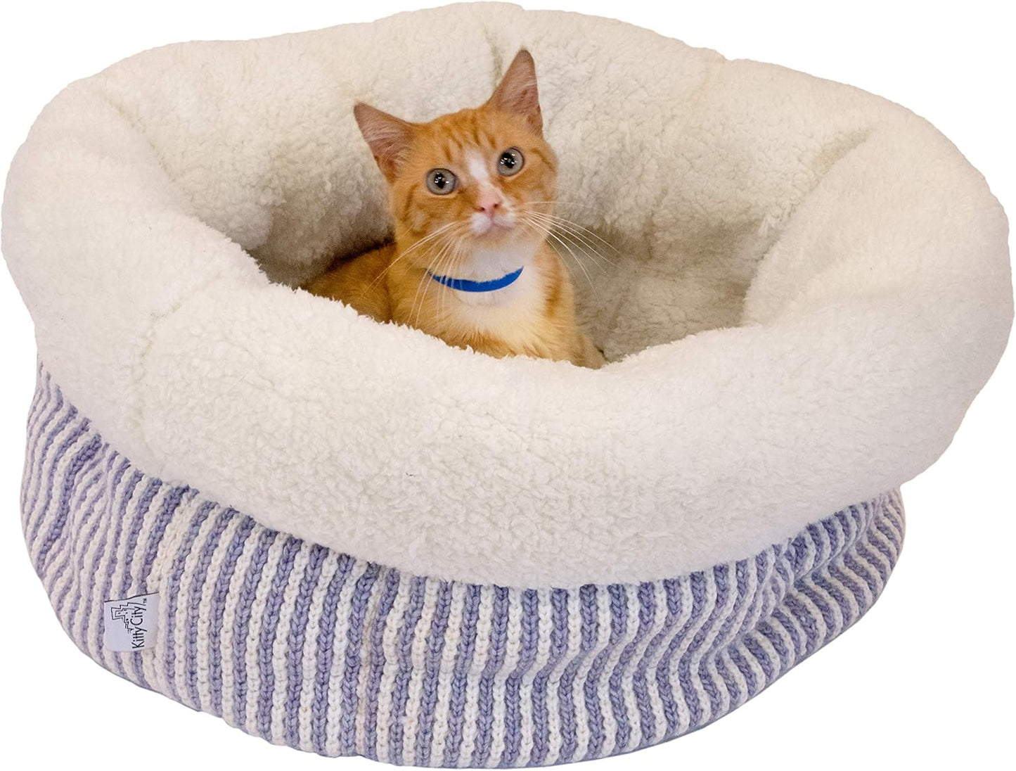 Calming deep dish donut cat bed for cats and small dogs