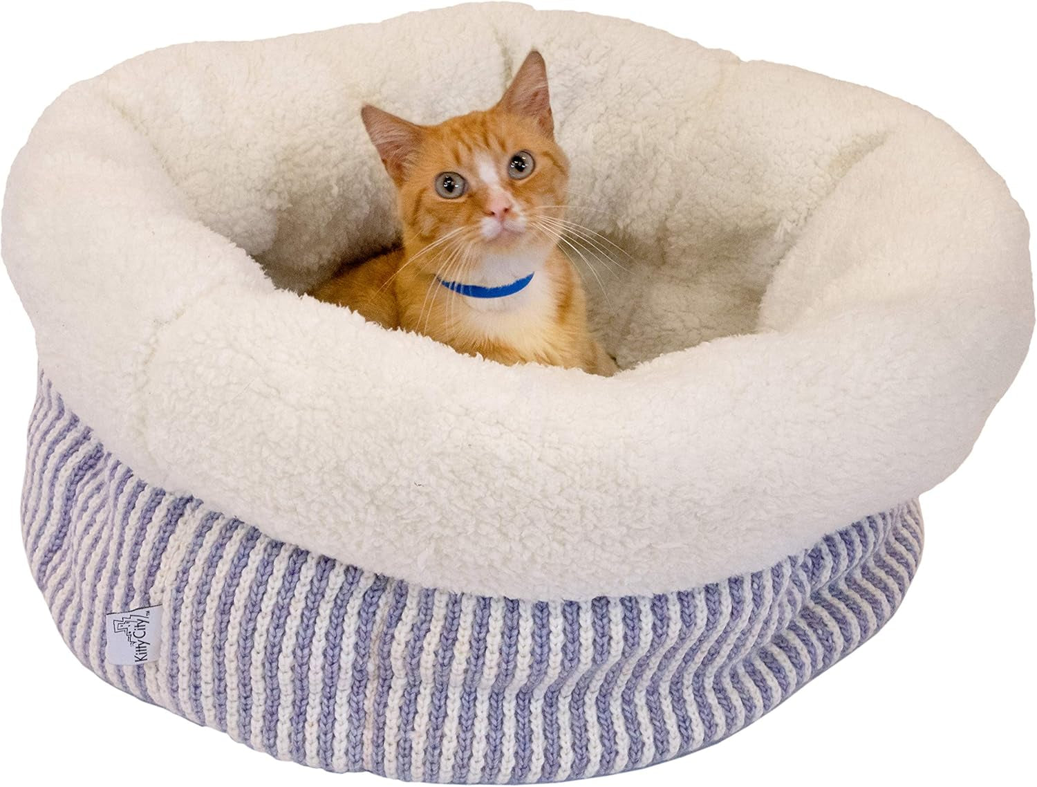Calming deep dish donut cat bed for cats and small dogs