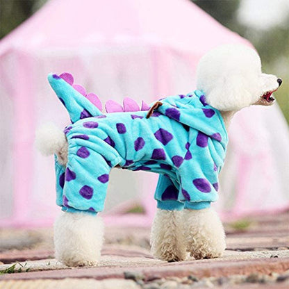 LUCKSTAR coral velvet dog winter hoodie jumpsuit front view
