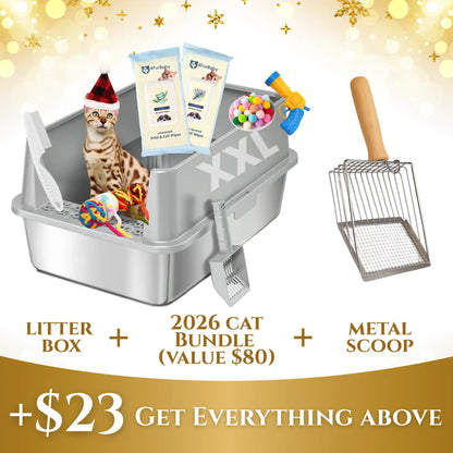 Stainless steel cat litter box for large cats