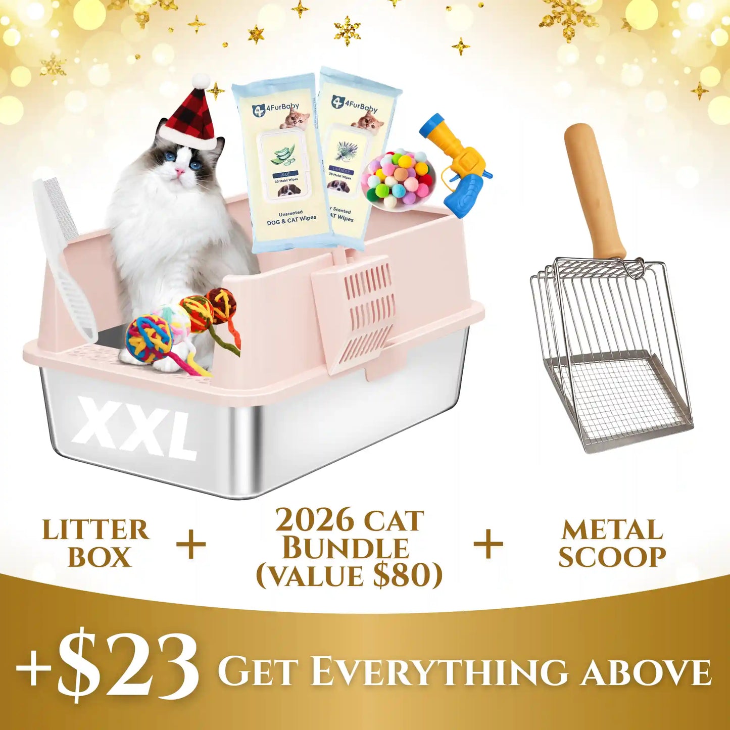 Stainless steel cat litter box for large cats