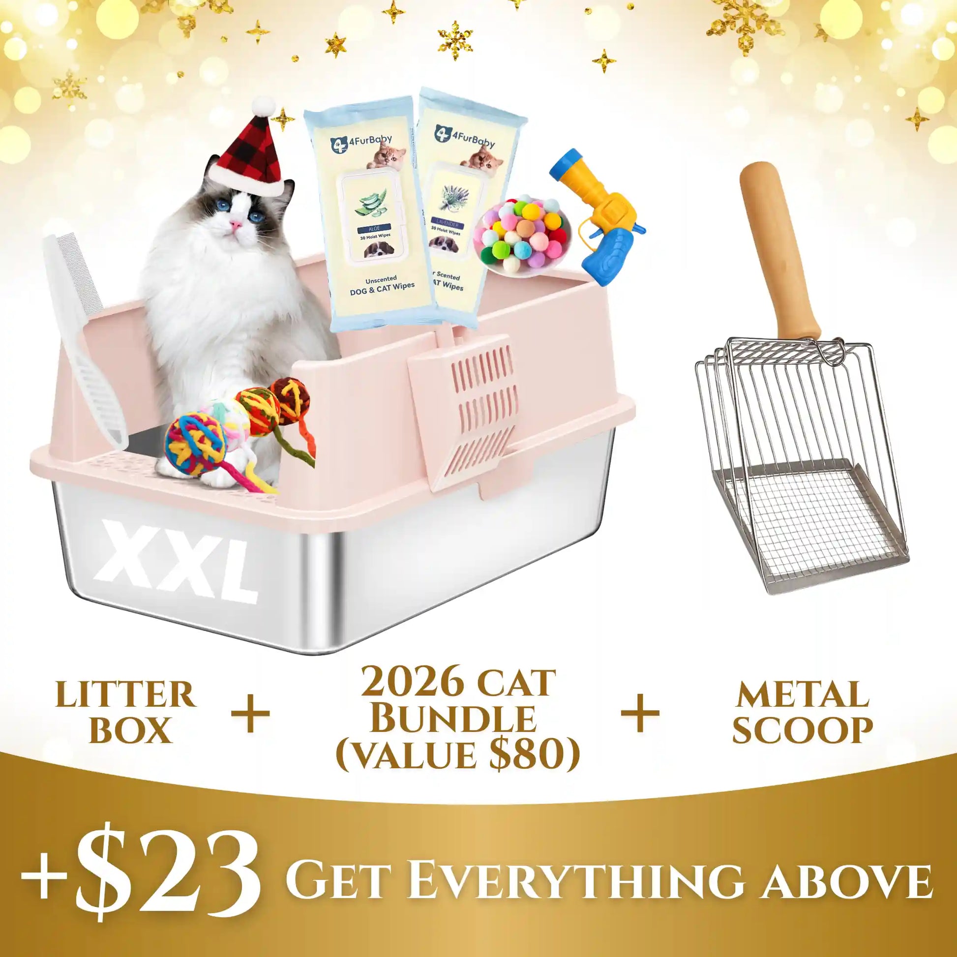 Stainless steel cat litter box for large cats