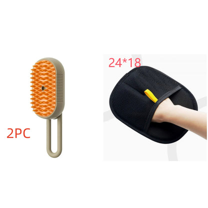 Electric steam pet brush with built-in water reservoir