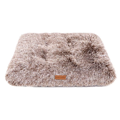 Washable dog bed with anti-slip base, close-up of plush material