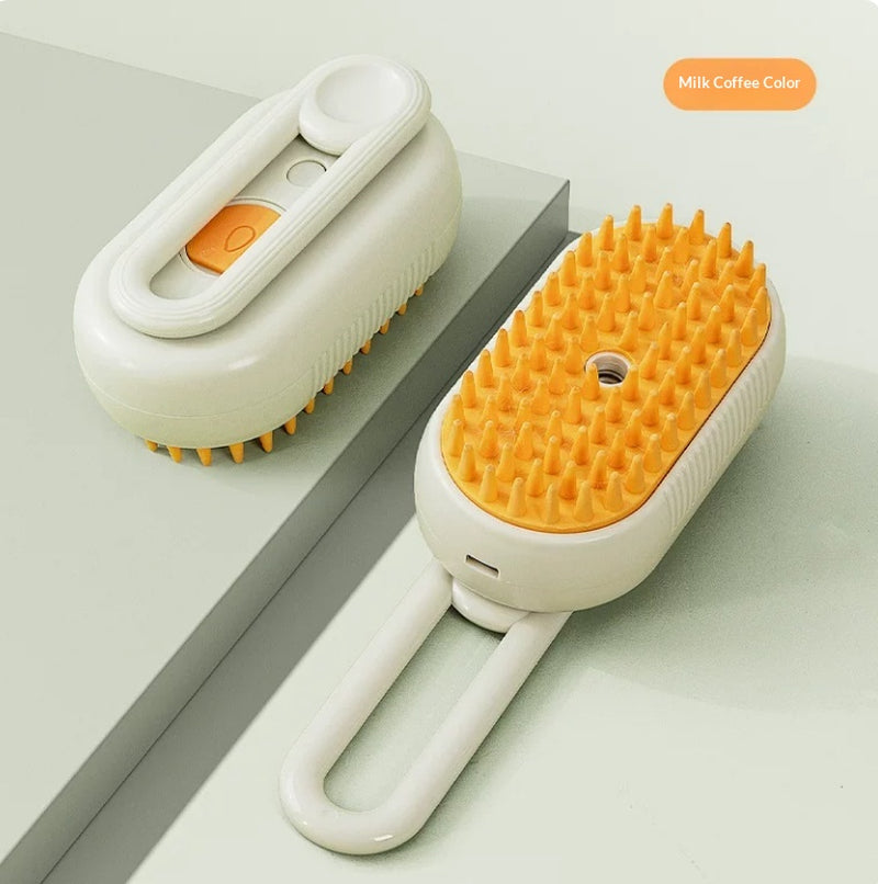 Electric steam pet brush with built-in water reservoir