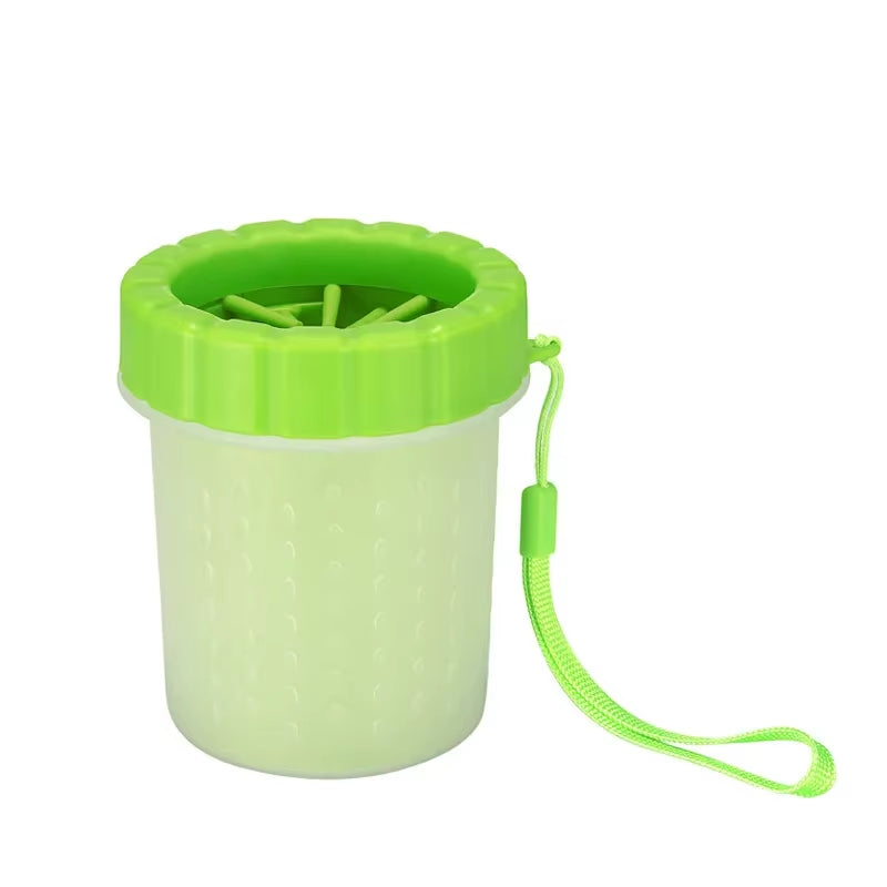 Pet paw cleaner cup shown empty from top view