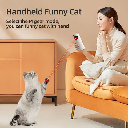 Handheld automatic cat laser toy in use during playtime