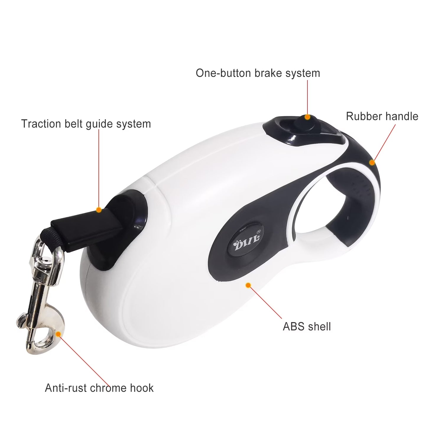 Retractable Dog Leash with Poop Bag Holder Dispenser & Bags 16Ft for Heavy Duty Dogs