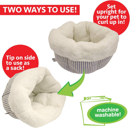 Washable deep dish donut cat bed in off white