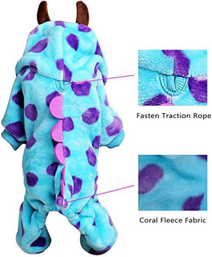LUCKSTAR coral velvet dog winter hoodie jumpsuit front view