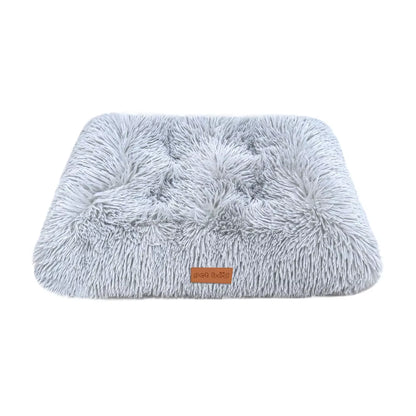 Washable dog bed with anti-slip base, close-up of plush material