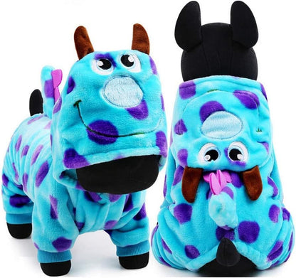 LUCKSTAR coral velvet dog winter hoodie jumpsuit front view