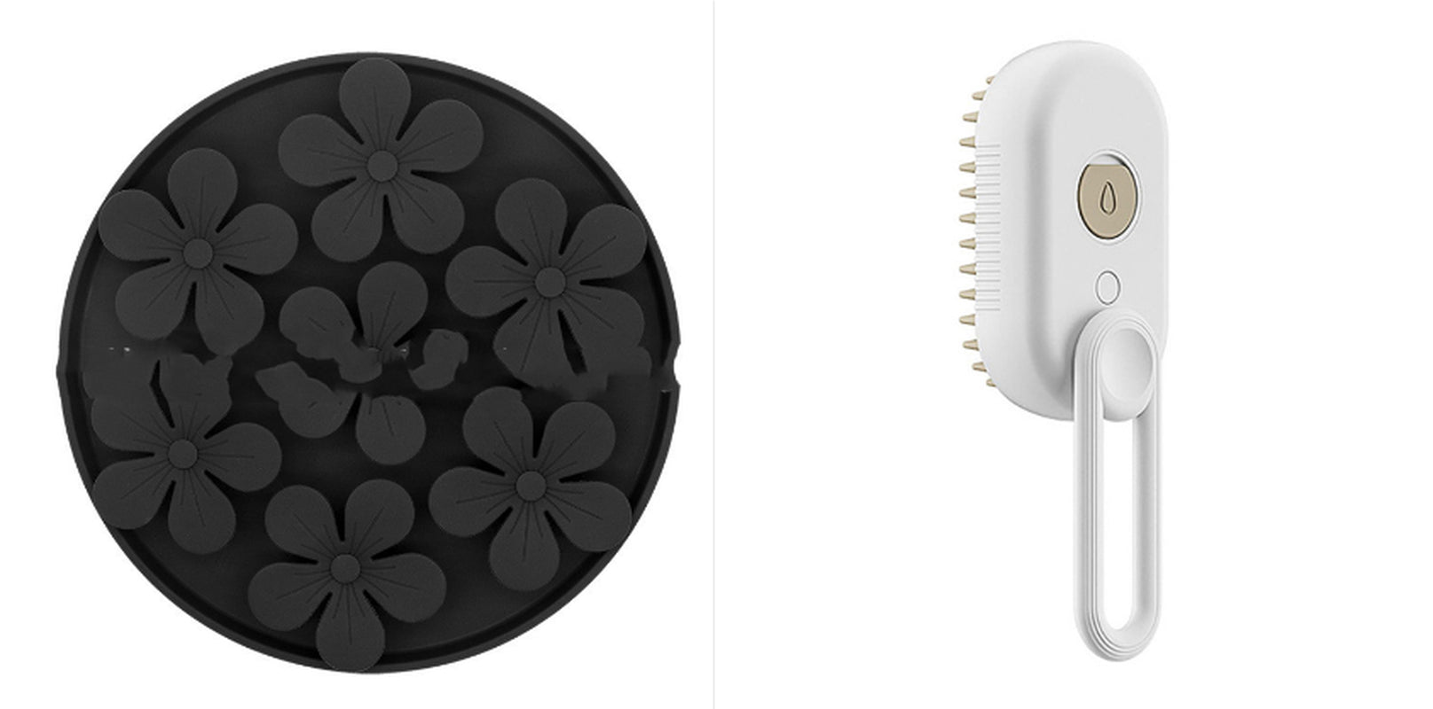 Electric steam pet brush shown in porcelain white color
