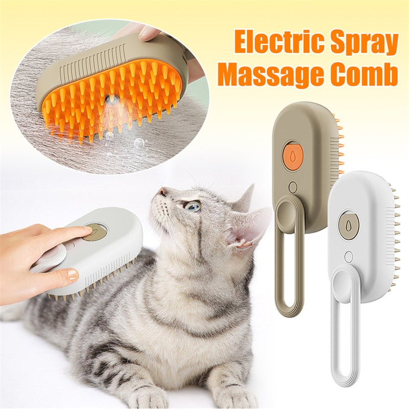 Electric steam pet brush shown in porcelain white color