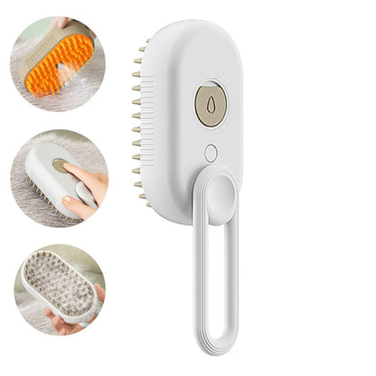 Electric steam pet brush shown in porcelain white color