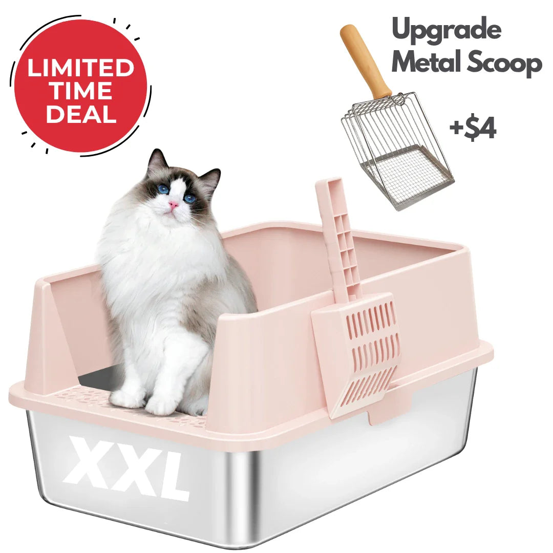 Extra large stainless steel cat litter box with high sides