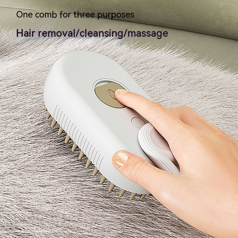 Electric steam pet brush shown in porcelain white color
