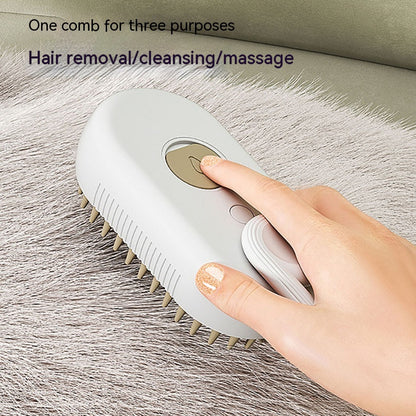 Electric steam pet brush shown in porcelain white color
