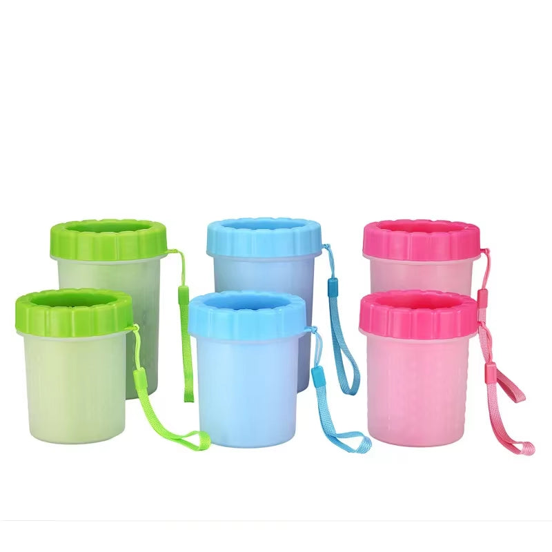 Pet paw cleaner cup shown empty from top view