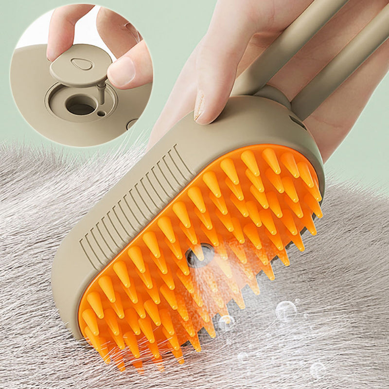 Electric steam pet brush with built-in water reservoir