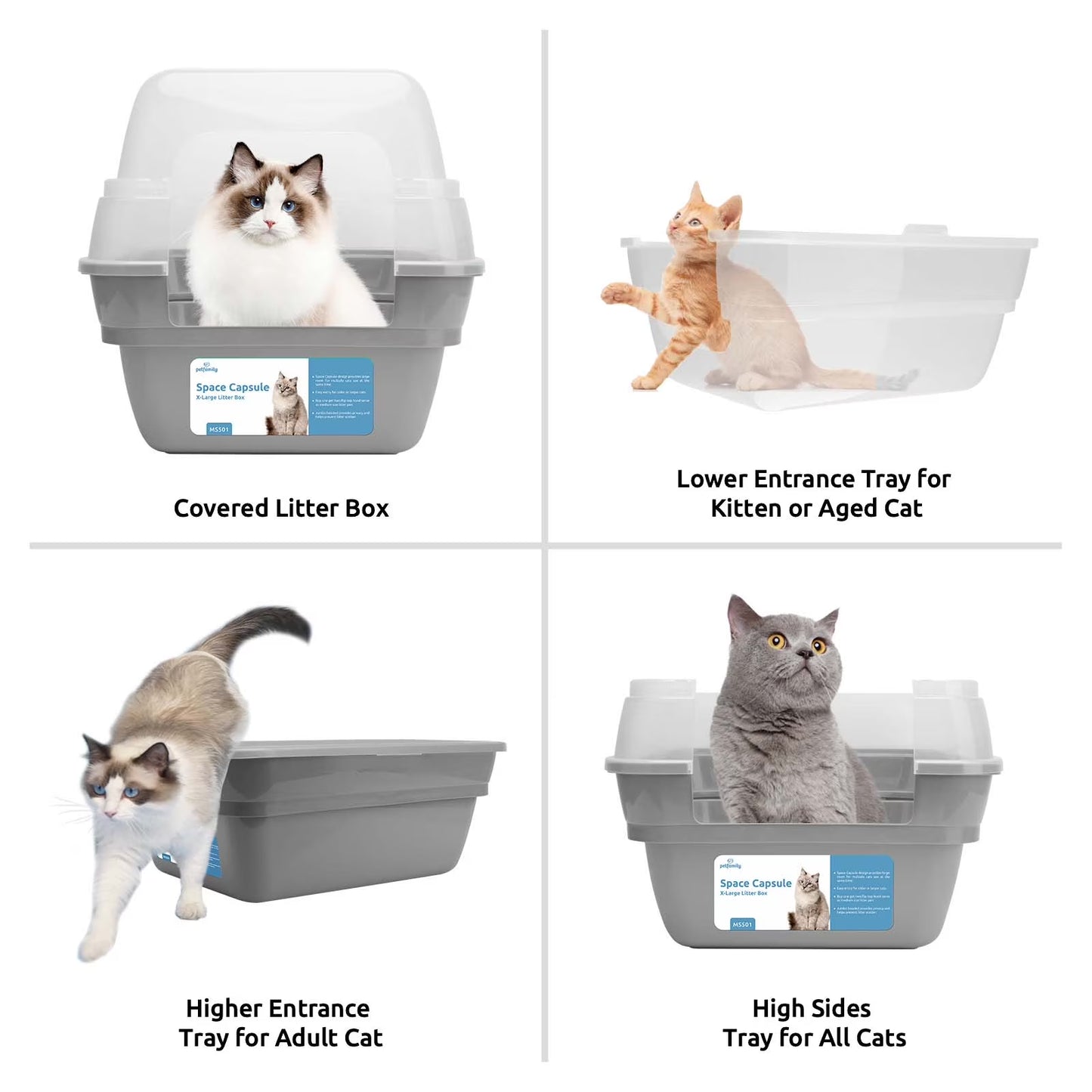 Jumbo hooded cat litter box shown fully assembled