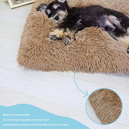 Plush washable dog bed shown in gray, soft sleeping mat for pets