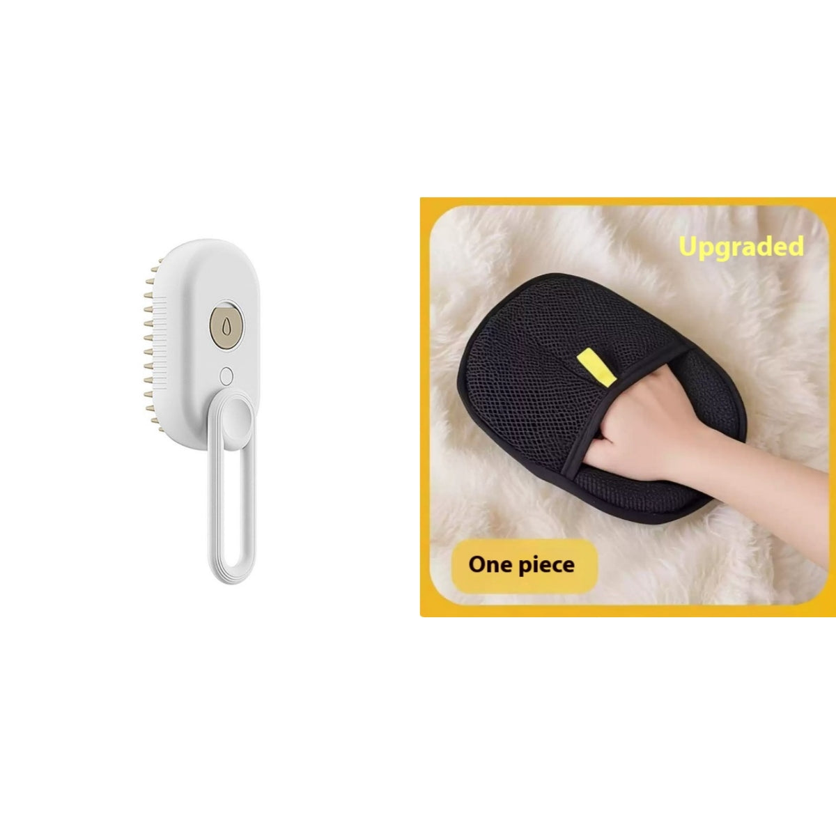 Electric steam pet brush shown in porcelain white color