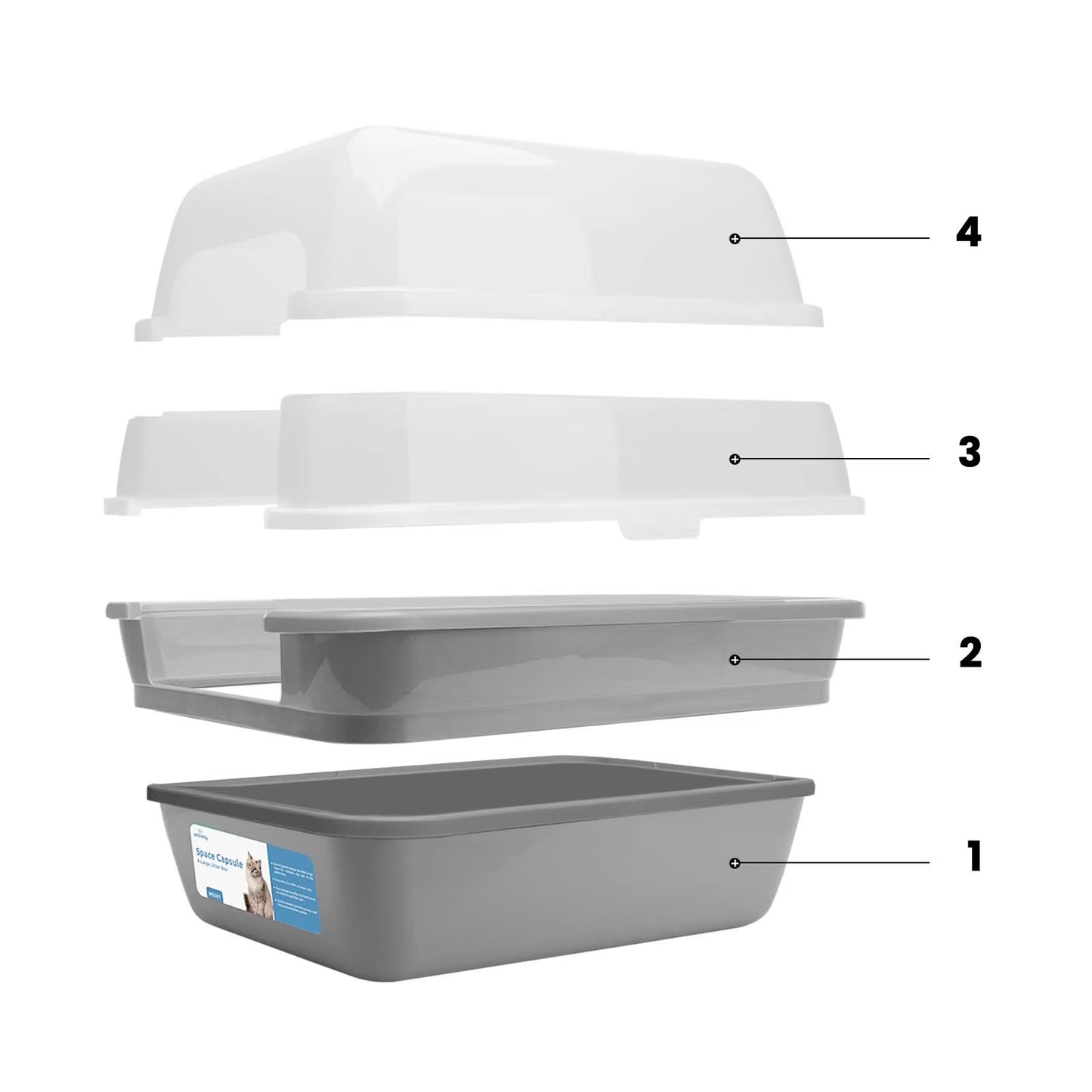 Jumbo hooded cat litter box shown fully assembled