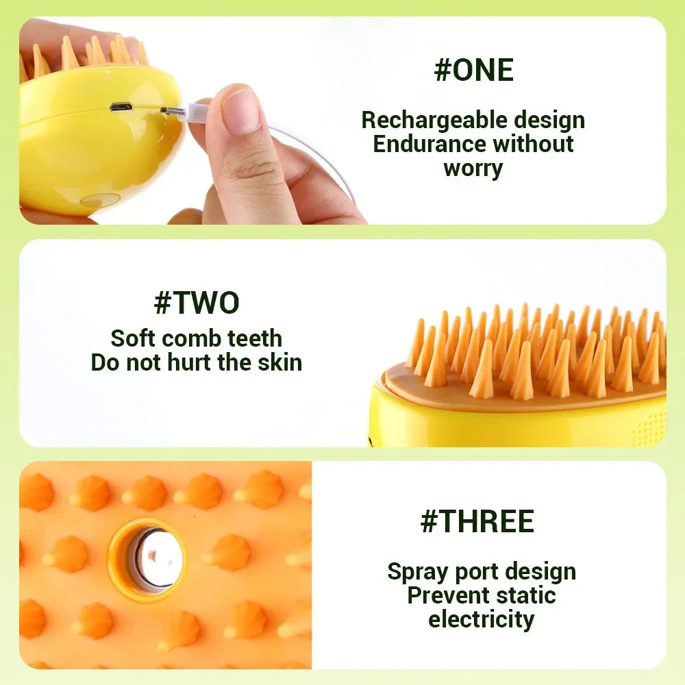 Pet grooming brush with soft bristles for gentle pet care