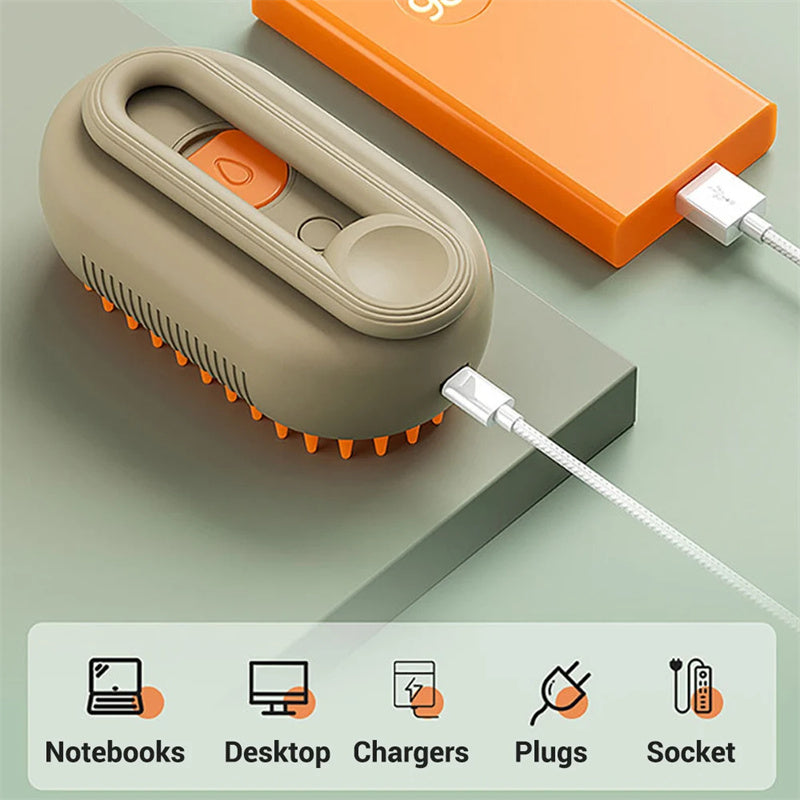 Dog fur detangled using electric steam pet brush