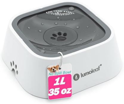 Bowl de agua para perros No Spill Dog Water Bowl de 35 oz con tecnología a prueba de derrames.