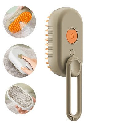 Electric steam pet brush shown in porcelain white color