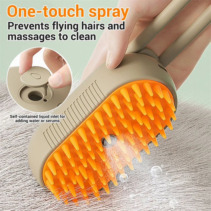 Dog fur detangled using electric steam pet brush